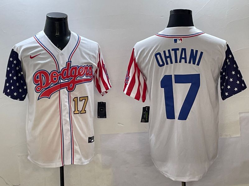 Men Los Angeles Dodgers #17 Ohtani White a generation of national flags Joint name 2025 Nike MLB Jersey style 20